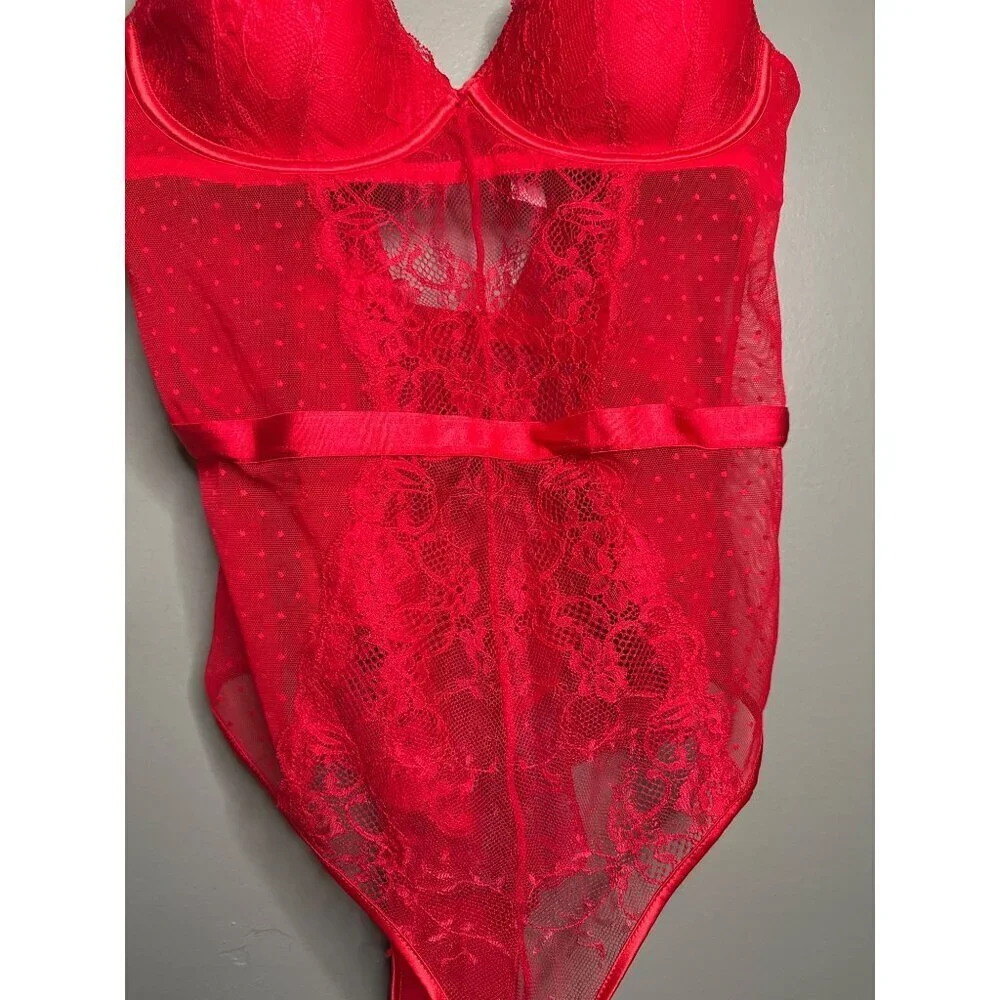 Secret Posessions Red Lingerie Babydoll 36/4C Women’s Lace Sheer Holiday Bride